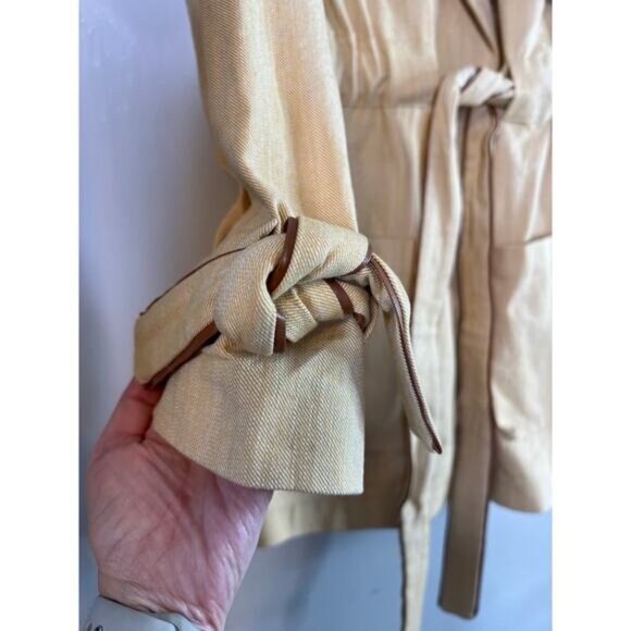 NWT Alexis Hampton Drawstring Tie Waist Trench Coat Dress Cream Size: Medium - Picture 7 of 9